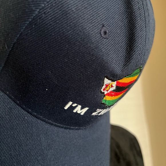 Embroidered cotton  one size unisex navy blue cap I am Zimbo  (Zimbabwe Map) - Picture 4 of 4